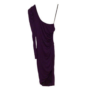 Bebe Kardashians Purple Stretch Ruched Cut Out 1 Sleeve Bodycon Dress Size S